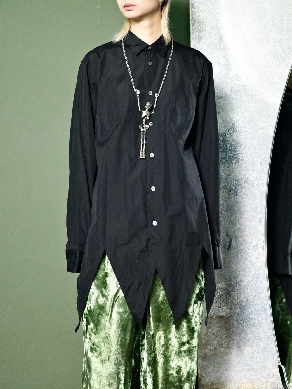 Comme des Garcons Black Point-Hem Button-Up Blouse